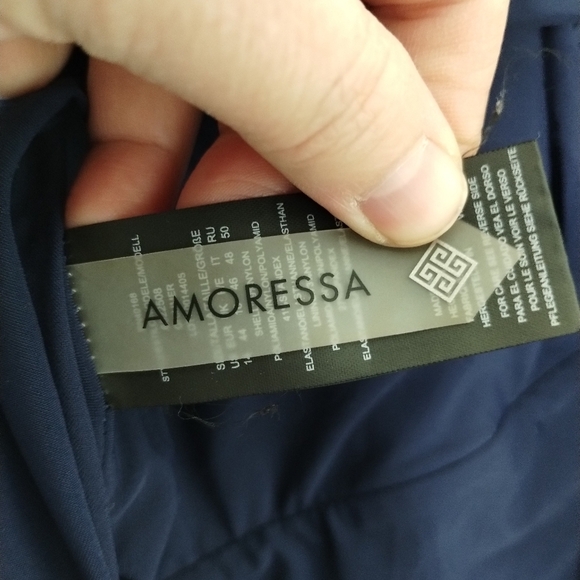 AMORESSA A Little Something Glimmer Navy One Piece Swimsuit Women's Size 14 - Picture 5 of 6